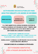 Actividades Socioculturales para adultos durante los meses de invierno. ¡Comienzan este lunes 2 de octubre! ¡Inscríbete y mantente activo!